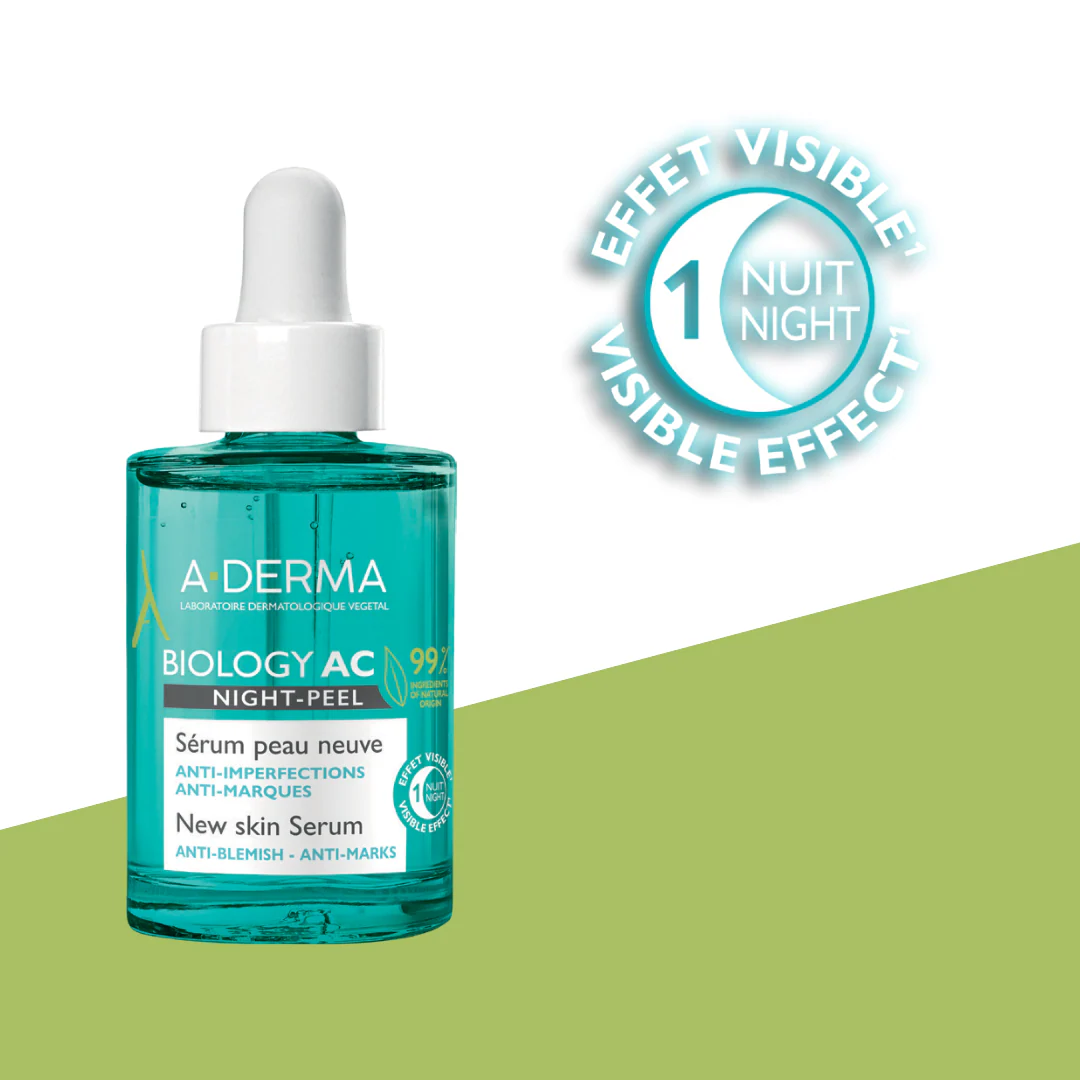 A-derma Biology AC Night Peel Anti-Blemish Serum 30ml - Image 2