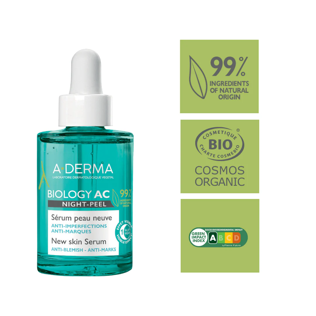 A-derma Biology AC Night Peel Anti-Blemish Serum 30ml - Image 5