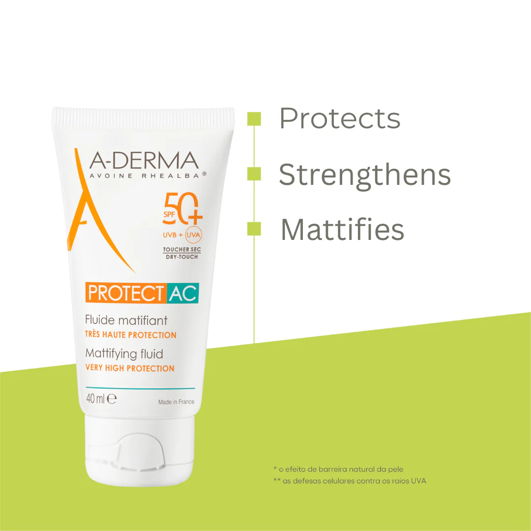 A-Derma Protect AC Mattifying For Acne Prone Skin Face Fluid Sunscreen SPF50 Buy 1 Get 1 Bundle - Image 2