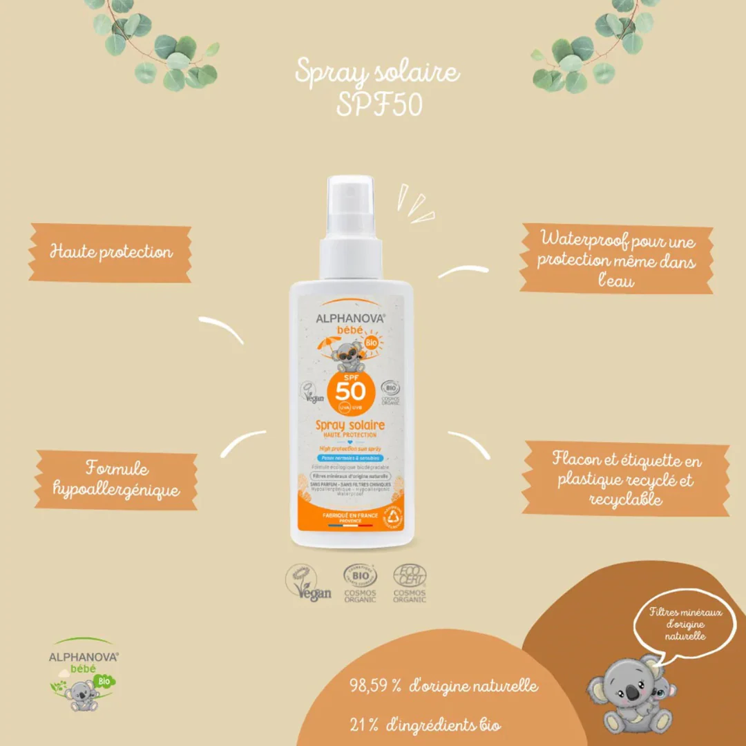 Alphanova Baby Sunscreen Spray Spf 50 125G - Image 3