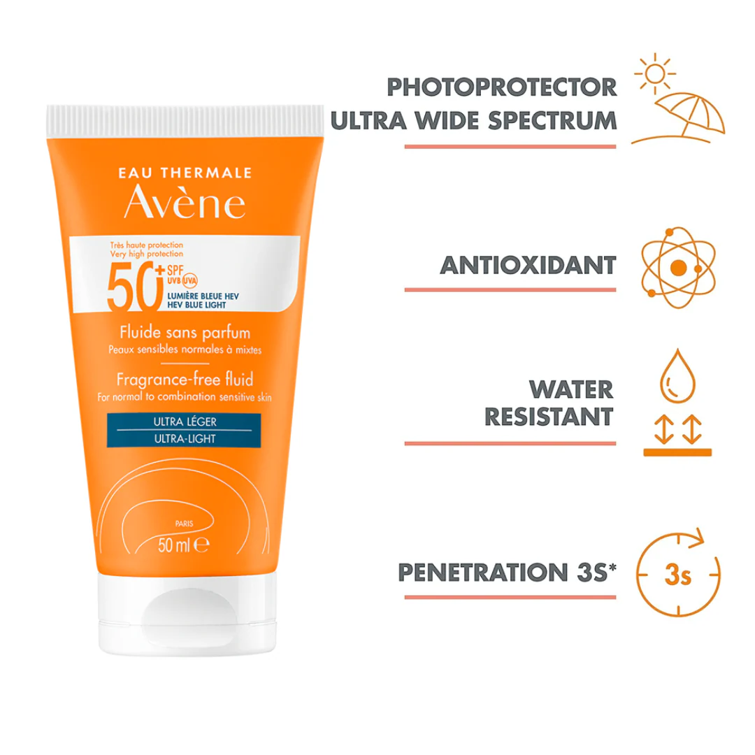 Avène Ultra Broad Spectrum Spf50+ Fragrance Free Fluid For Normal To Combination Sensitive Skin - Image 2