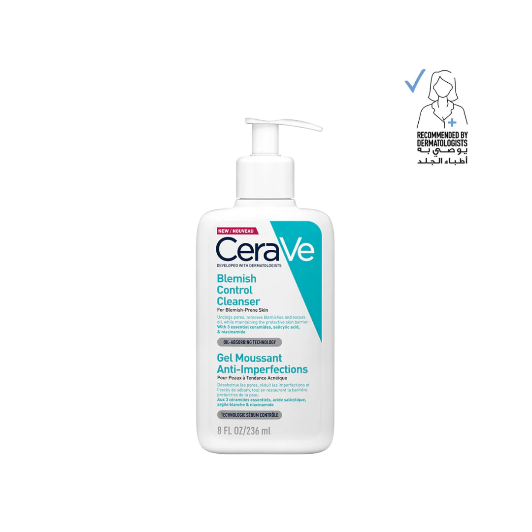 CeraVe Blemish Control Cleanser Face Wash For Acne & Blemish Prone Skin with 2% Salicylic Acid, Niacinamide and Ceramides 236ml