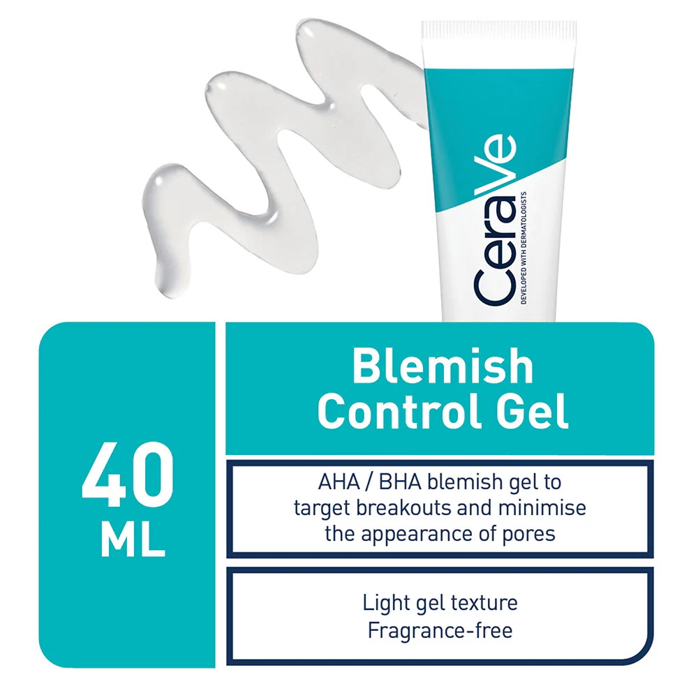 CeraVe Blemish Control Gel Facial Moisturiser For Acne & Blemishes with Glycolic Acid and Lactic Acid AHA/BHA 40ml - Image 6