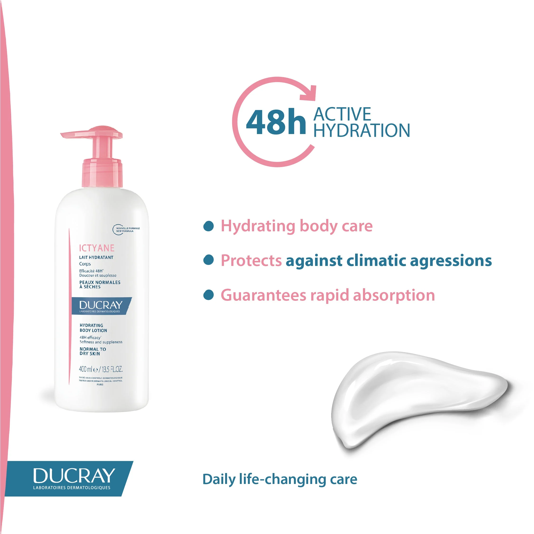 Ducray Daily Hydrating Body Care For Normal To Dry Skin 400ml - Image 2