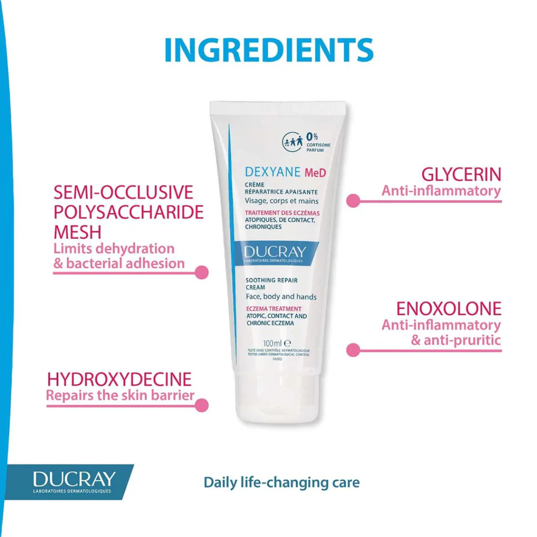 Ducray Dexyane Med Soothing Repair Cream For Eczema And Atopic Dermatitis 100ml - Image 2