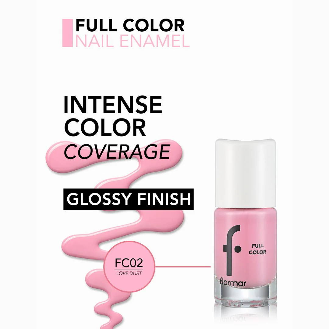 Flormar Full Color Nail Enamel FC02 Love Dust Nail Polish - Image 2