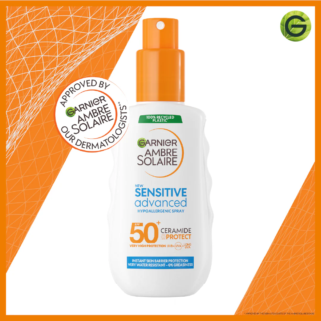 Garnier Ambre Solaire Sensitive Advanced SPF 50+ Ceramide Protect Sunscreen Spray For Adults 150ml - Image 2
