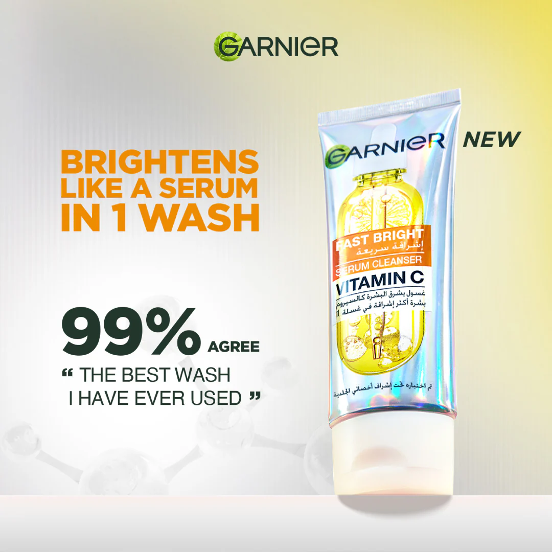 Garnier Fast Bright Serum Cleanser Dual Action Foam Cleanser, Brightens in 1 Wash - Image 3