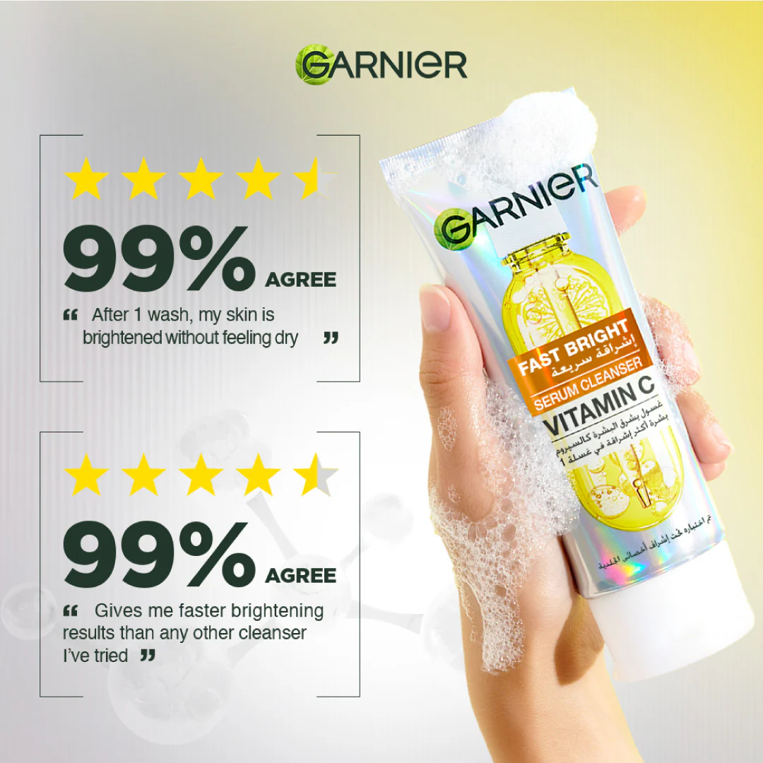 Garnier Fast Bright Serum Cleanser Dual Action Foam Cleanser, Brightens in 1 Wash - Image 6