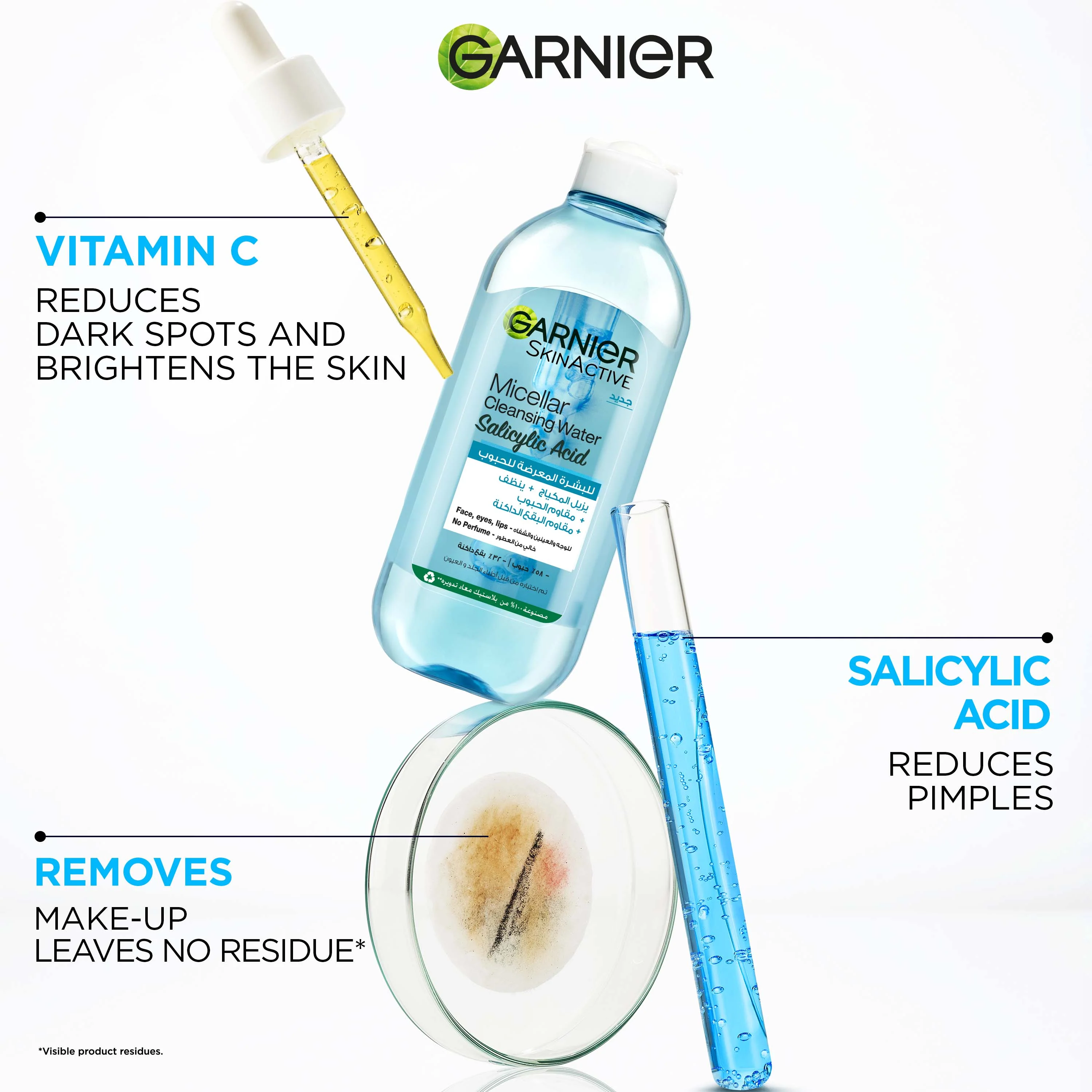 Garnier Fast Clear Micellar Water with Salicylic Acid for Acne Prone Skin 400ml - Image 3