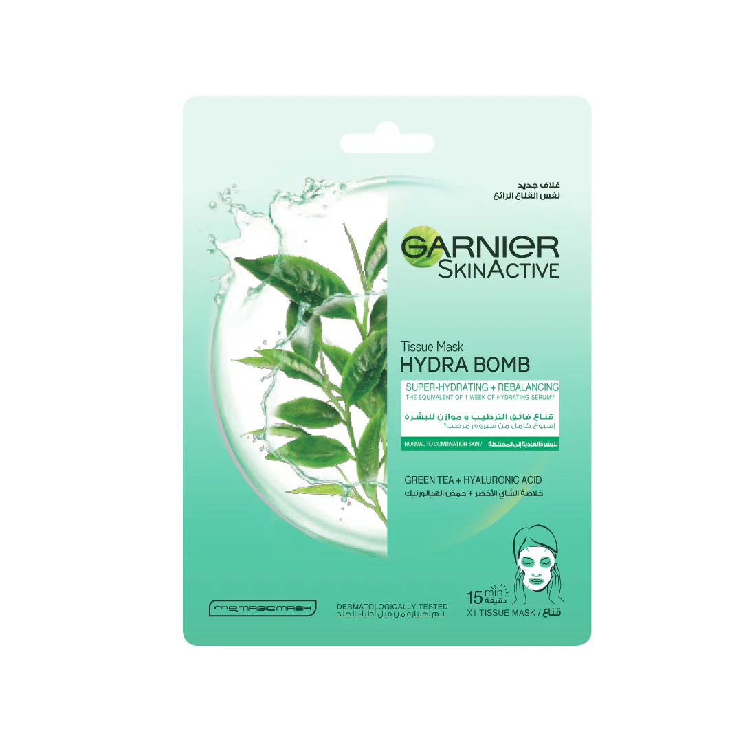 Garnier Hydra Bomb Green Tea Super-Hydrating & Rebalancing Tissue Mask for Normal to Combination Skin - Image 3