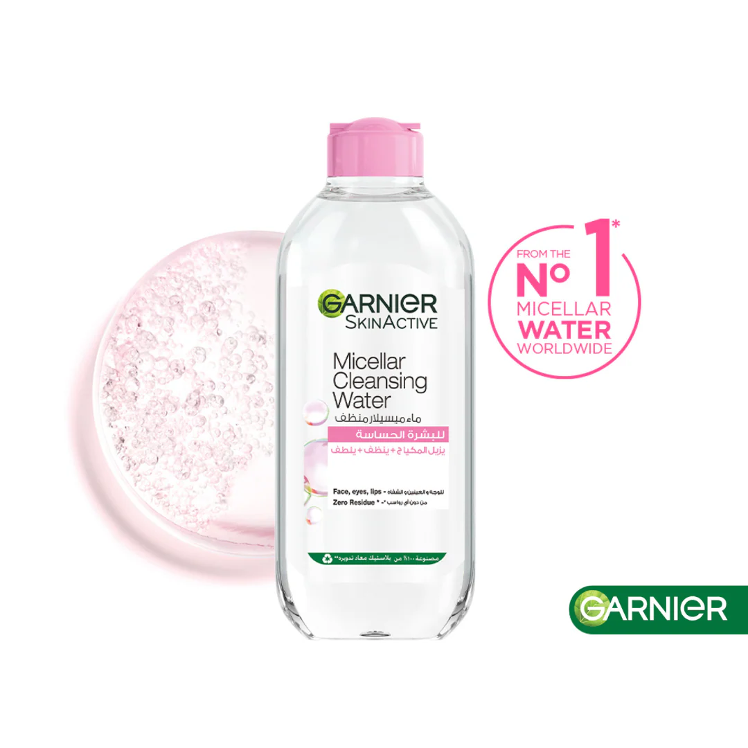 Garnier Micellar Water Facial Cleanser and Makeup Remover Pink for Sensitive Skin - Image 2
