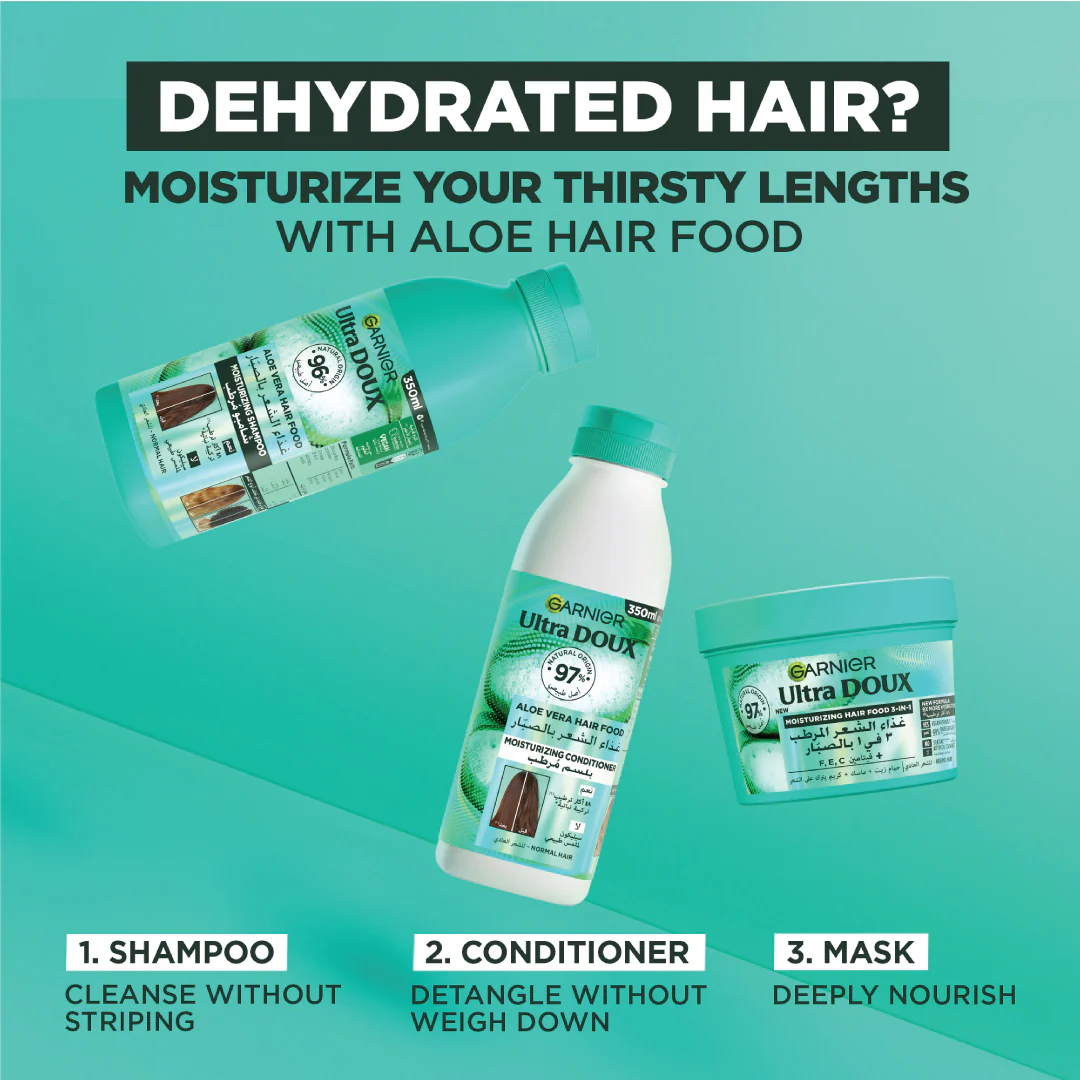 Garnier Ultra Doux Aloe Vera Vegan Hair Food 3in1 Mask For Dehydrated Hair, Boosted With Vitamins C, E & F - Image 7