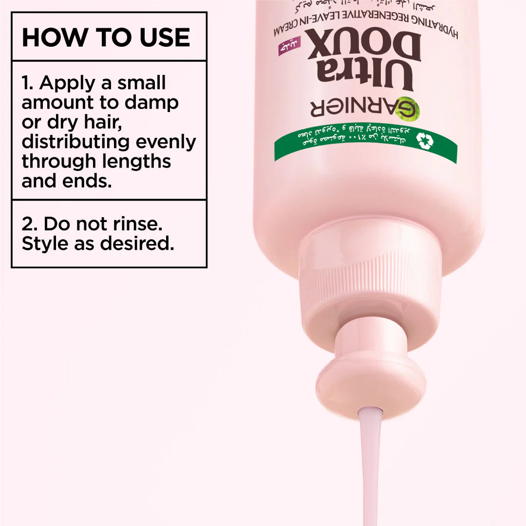 Garnier Ultra Doux Grape Moisture 2 in 1 Styling Cream, Volumizing Hydration for Dehydrated Hair With Hydrating Grape Water + Antioxidant Grapeseed Oil - Image 5