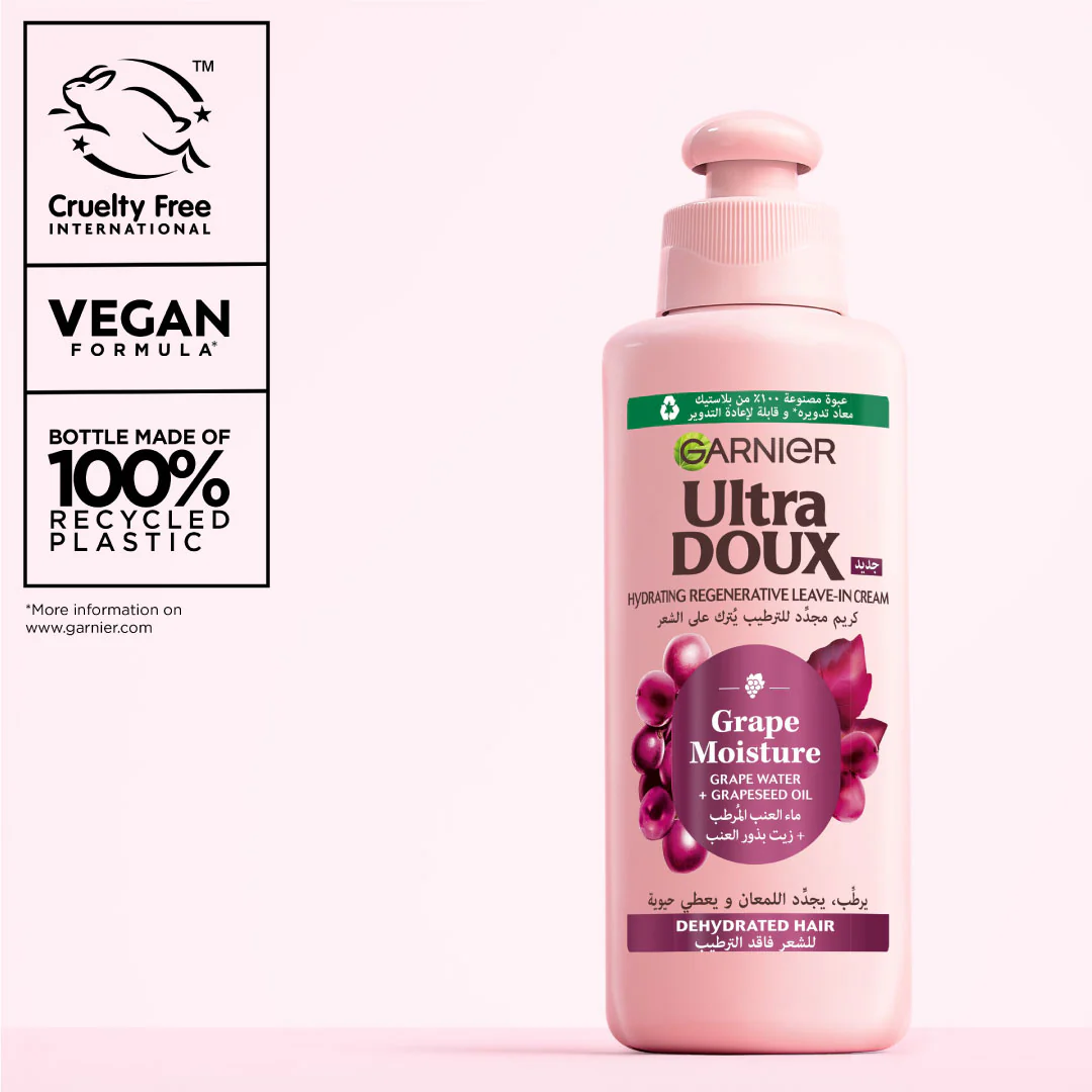Garnier Ultra Doux Grape Moisture 2 in 1 Styling Cream, Volumizing Hydration for Dehydrated Hair With Hydrating Grape Water + Antioxidant Grapeseed Oil - Image 8