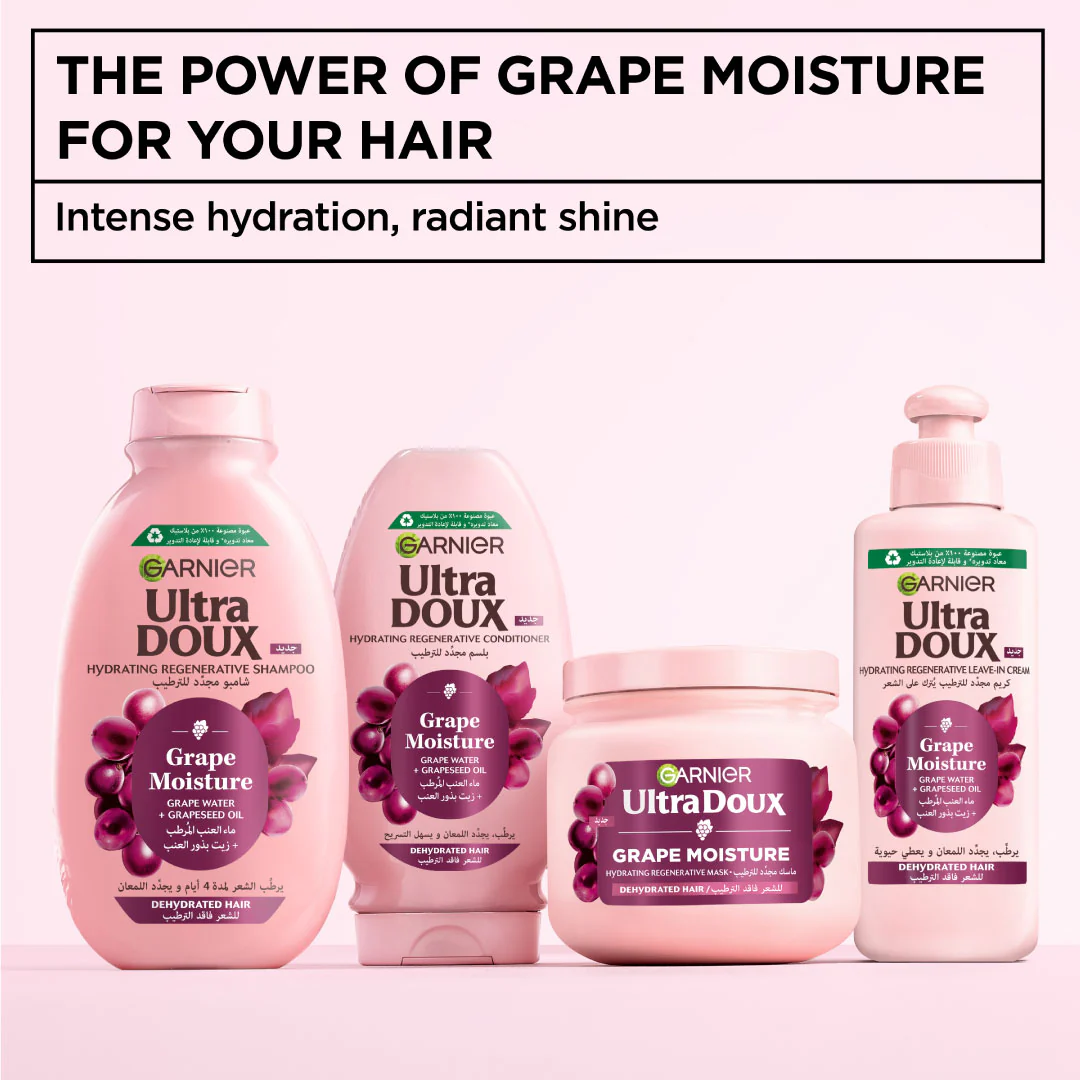 Garnier Ultra Doux Grape Moisture Deep Regenerative Mask for Dehydrated Hair With Hydrating Grape Water + Antioxidant Grapeseed Oil - Image 7