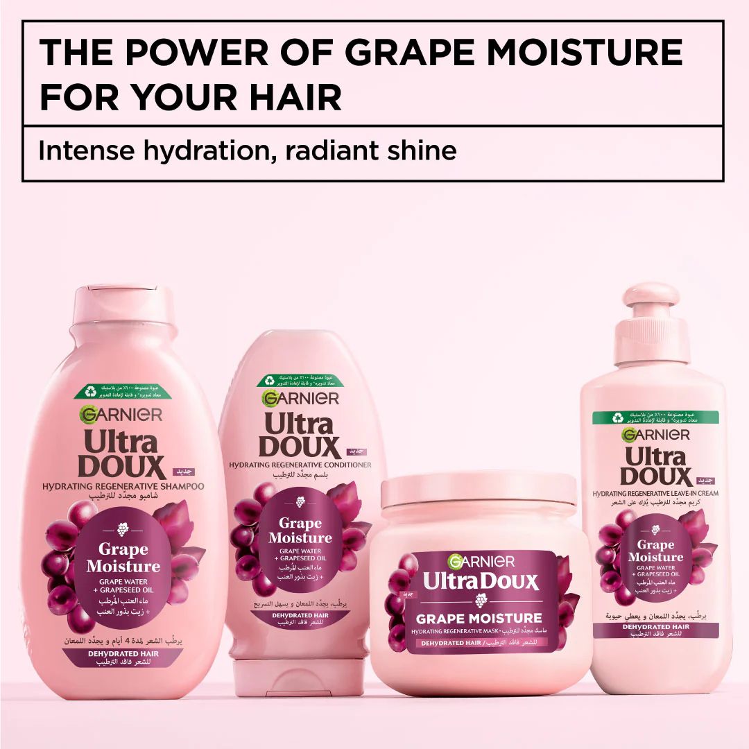Garnier Ultra Doux Grape Moisture Hydrating Regenerative Conditioner for Dehydrated Hair With Hydrating Grape Water + Antioxidant Grapeseed Oil - Image 7