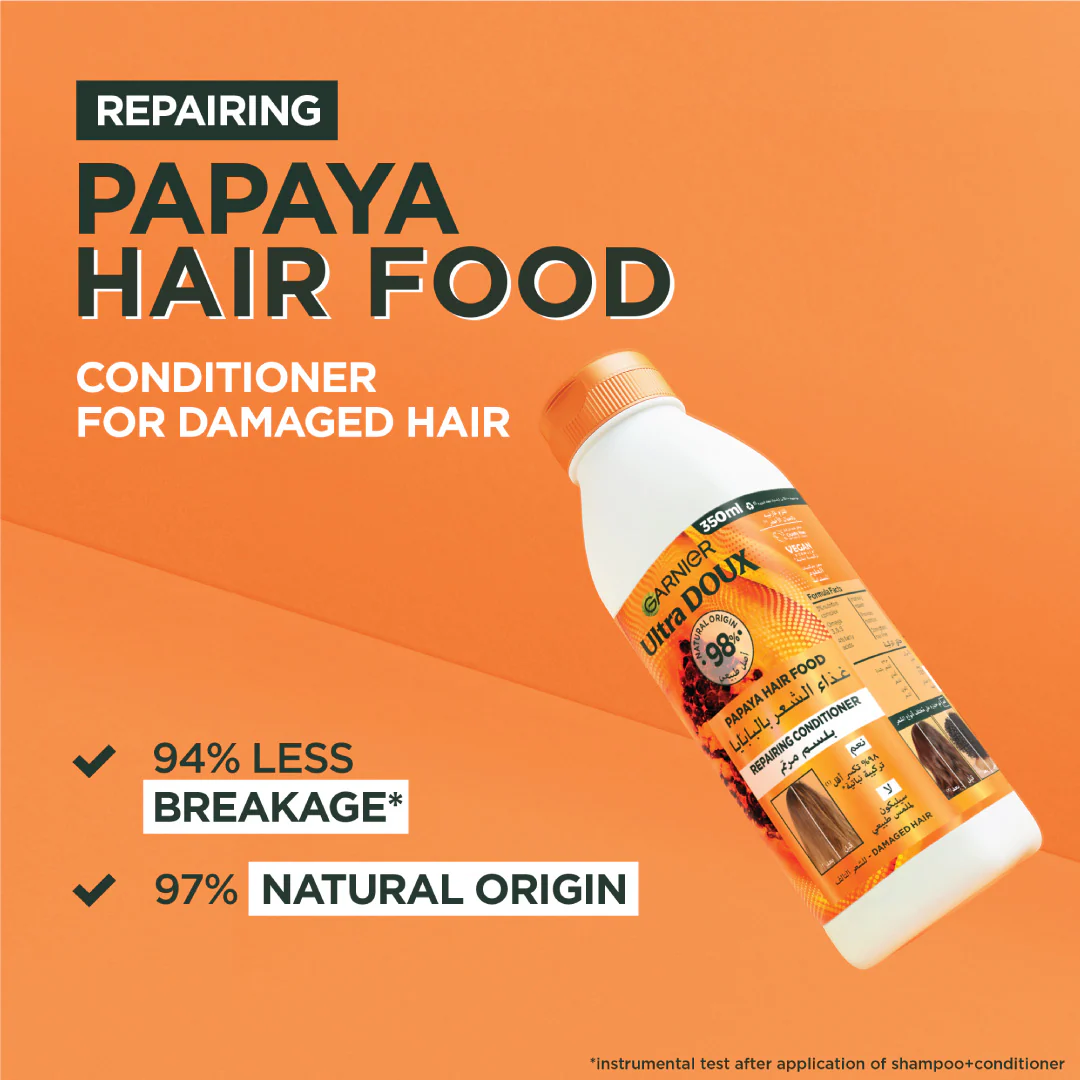 Garnier Ultra Doux Vegan Hair Food Papaya & Amla Conditioner - Image 3