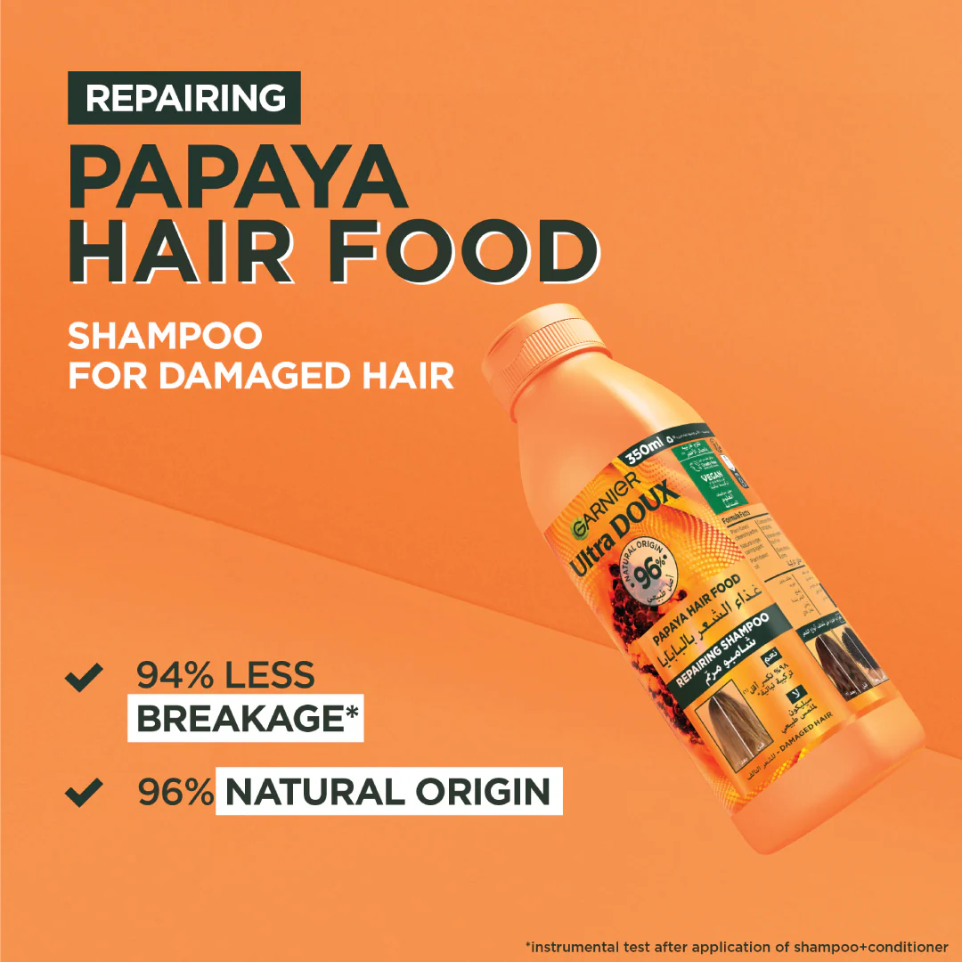 Garnier Ultra Doux Vegan Hair Food Papaya & Amla Shampoo - Image 5