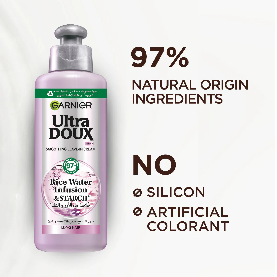 Garnier Ultra Doux Rice Water Infusion & Starch Leave In Cream For Long Hair - Image 7