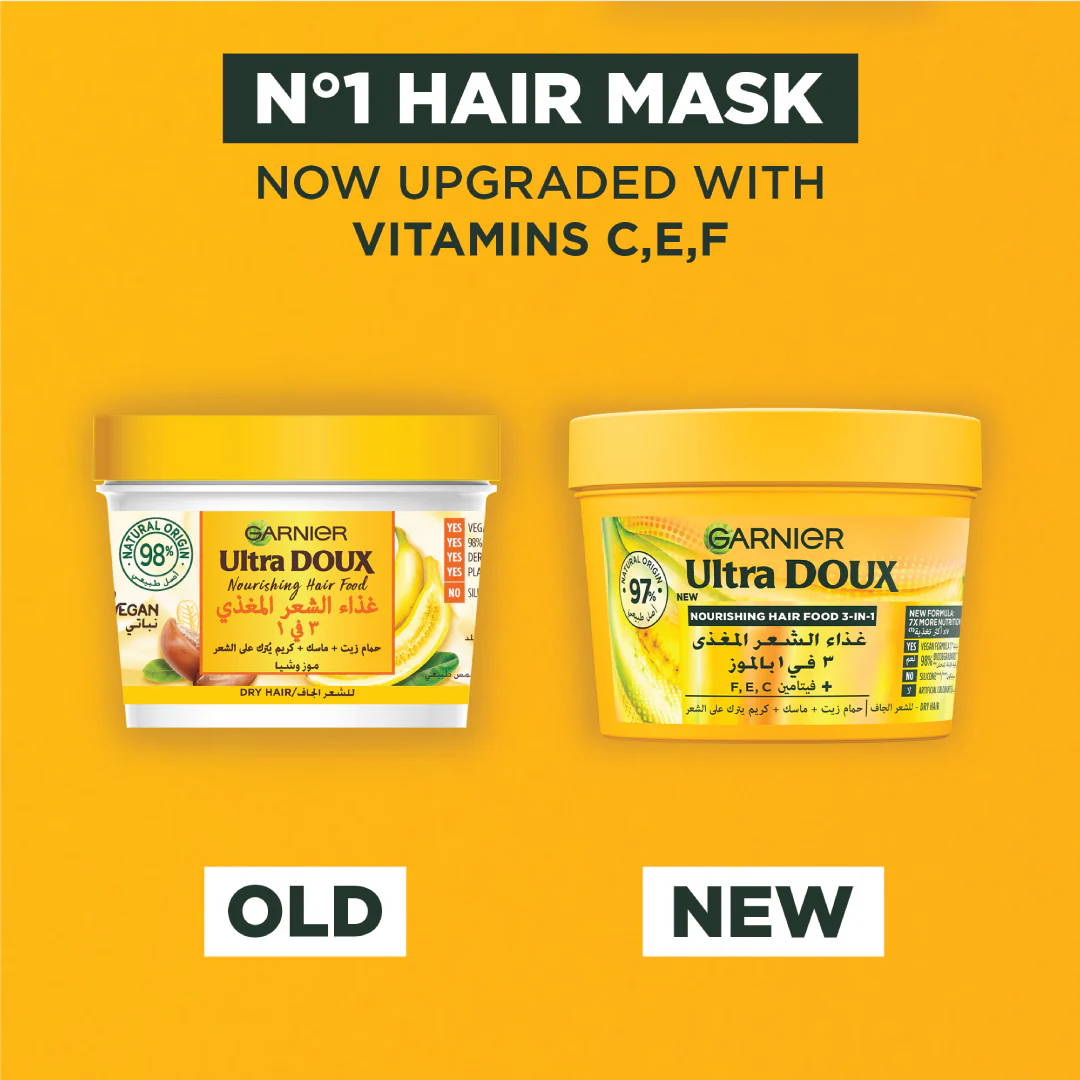 Garnier Ultra Doux Vegan Hair Food Banana And Shea Butter 3-in-1 Treatment Mask For Dry Hair - Image 3