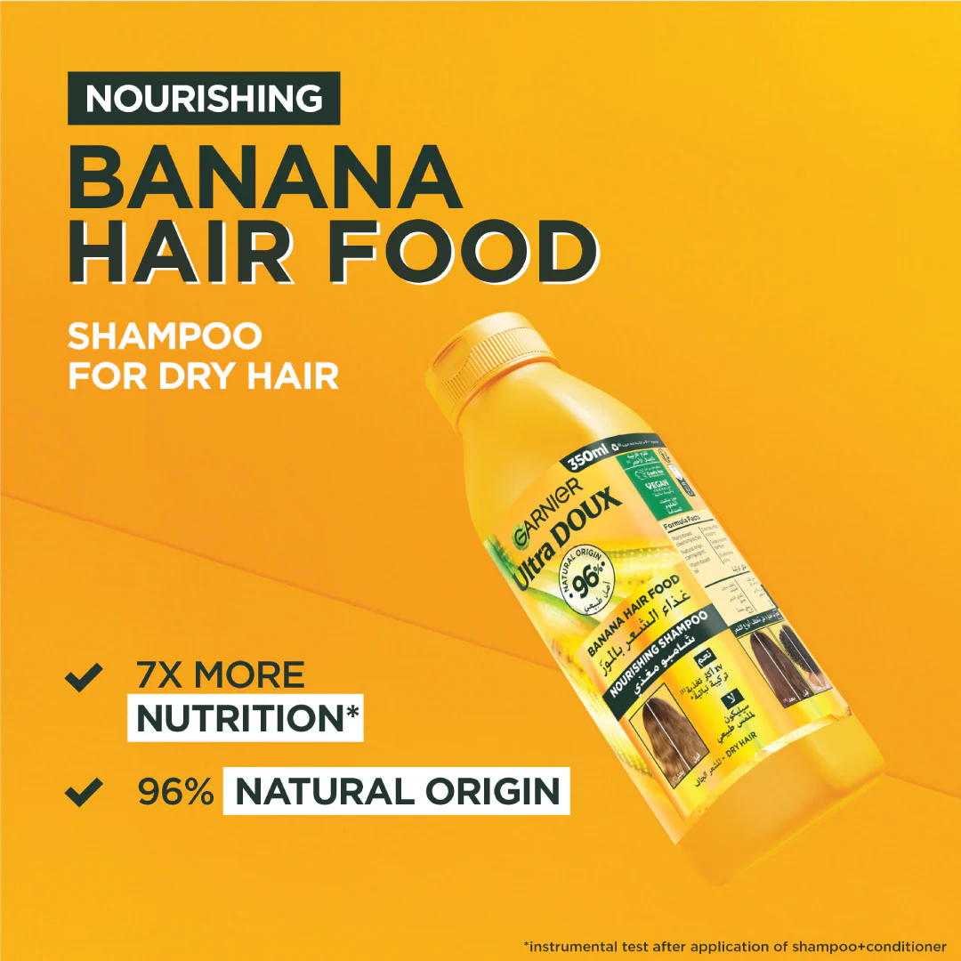 Garnier Ultra Doux Vegan Hair Food Banana And Shea Butter Nourishing Shampoo For Dry Hair - Image 2