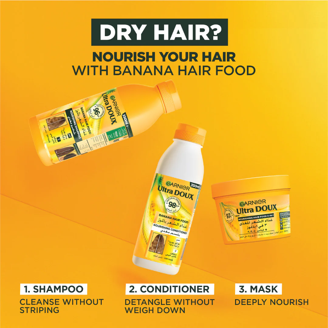 Garnier Ultra Doux Vegan Hair Food Banana And Shea Butter Nourishing Shampoo For Dry Hair - Image 7