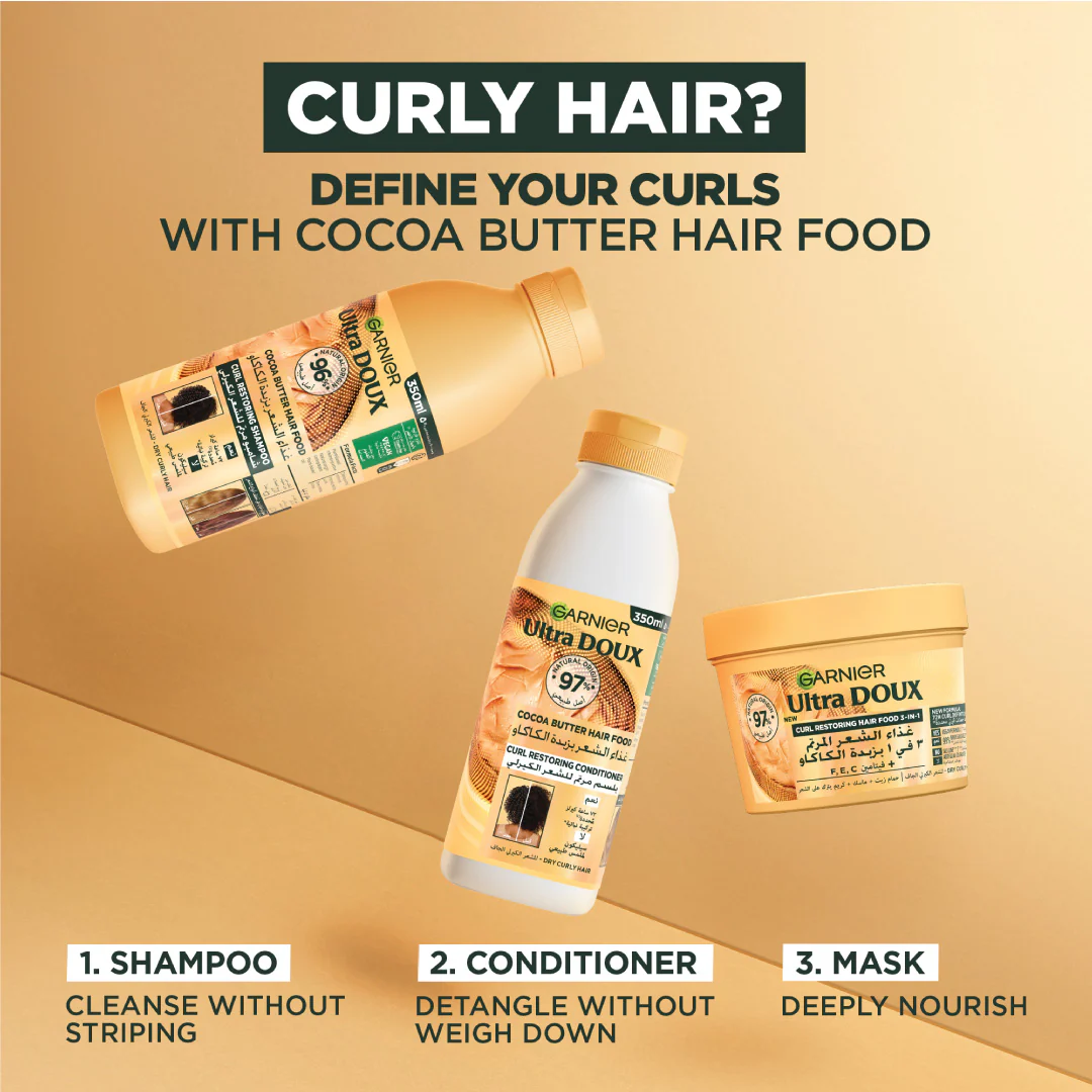 Garnier Ultra Doux Vegan Hair Food Cocoa Butter And Jojoba Oil 3-In-1 Treatment Mask For Curly Hair - Image 7