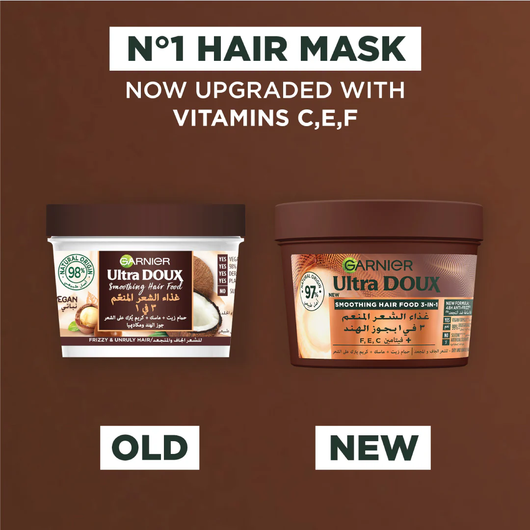 Garnier Ultra Doux Vegan Hair Food Coconut And Macadamia 3-in-1 Treatment Mask For Frizzy Hair - Image 2