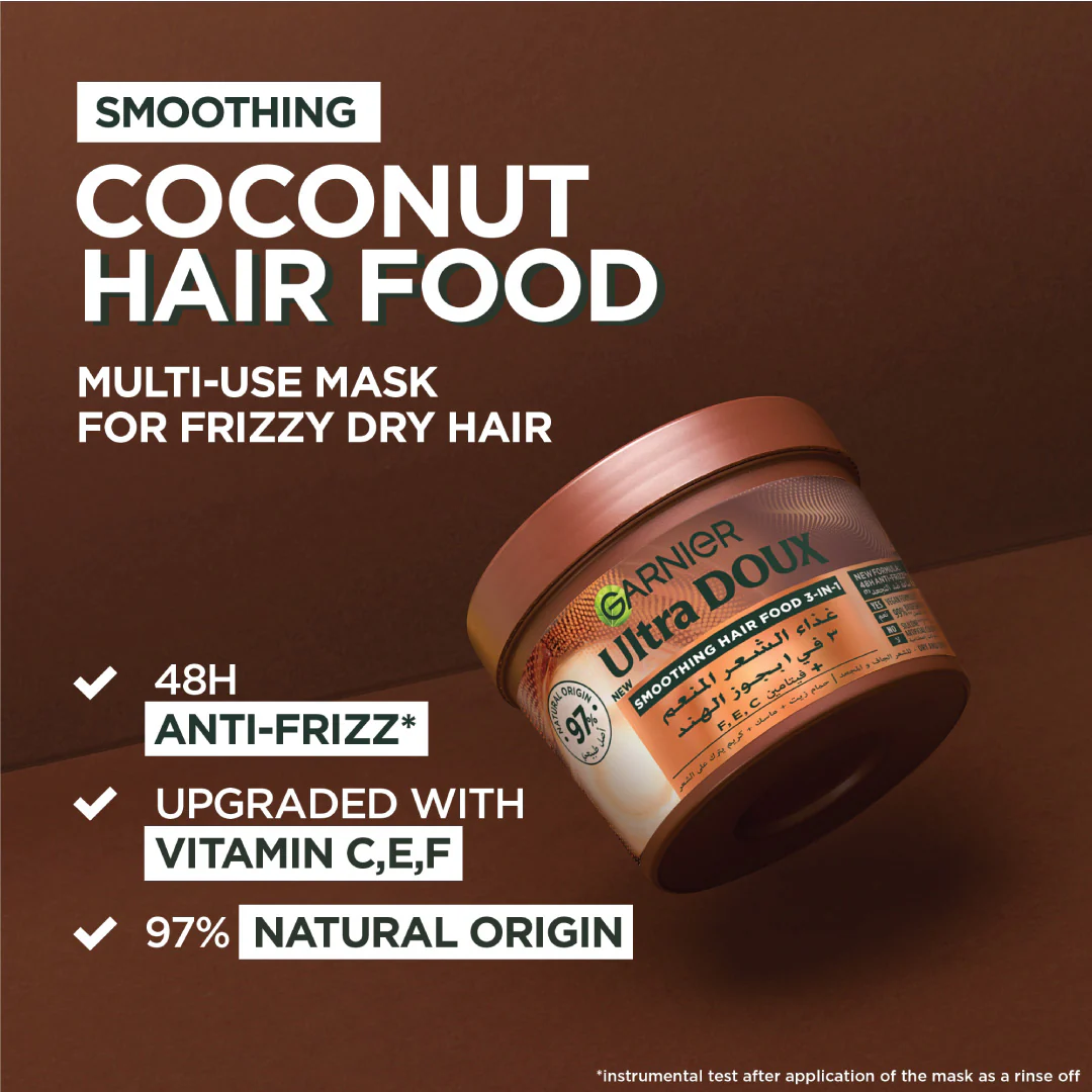 Garnier Ultra Doux Vegan Hair Food Coconut And Macadamia 3-in-1 Treatment Mask For Frizzy Hair - Image 5