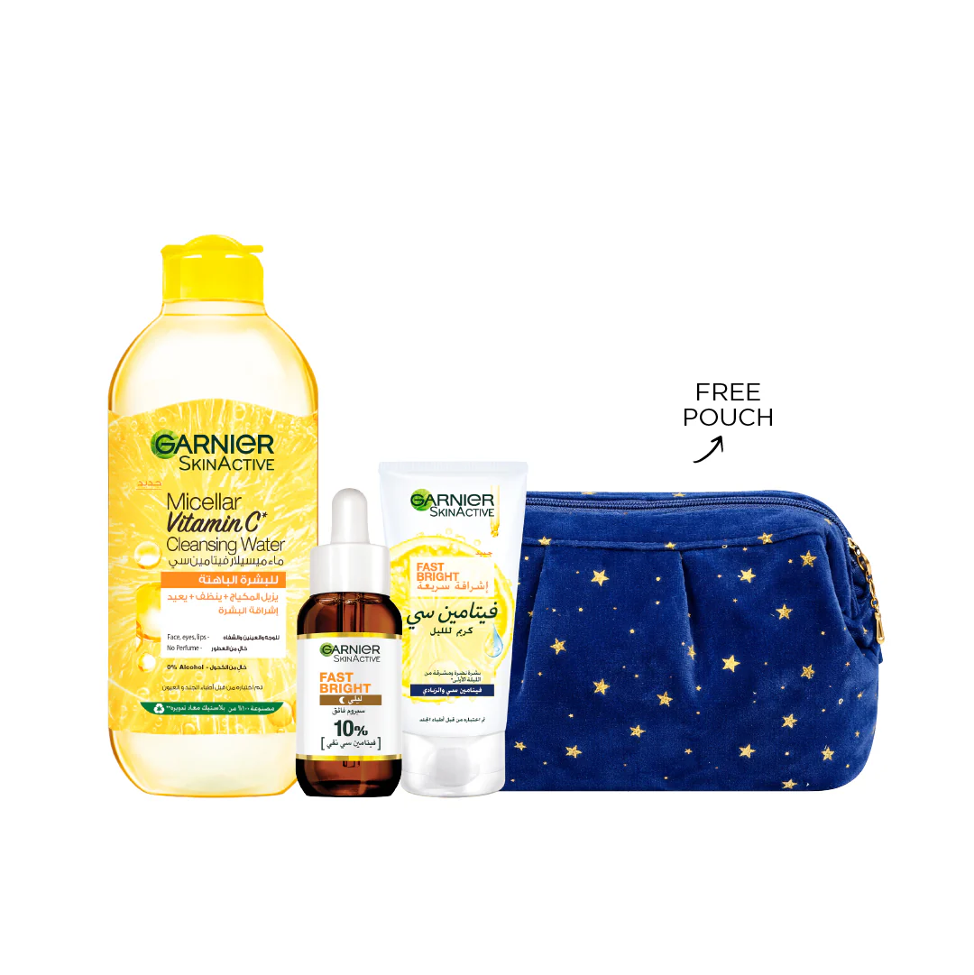 Garnier Vitamin C Essentials Bundle At 25% Off + Free Pouch