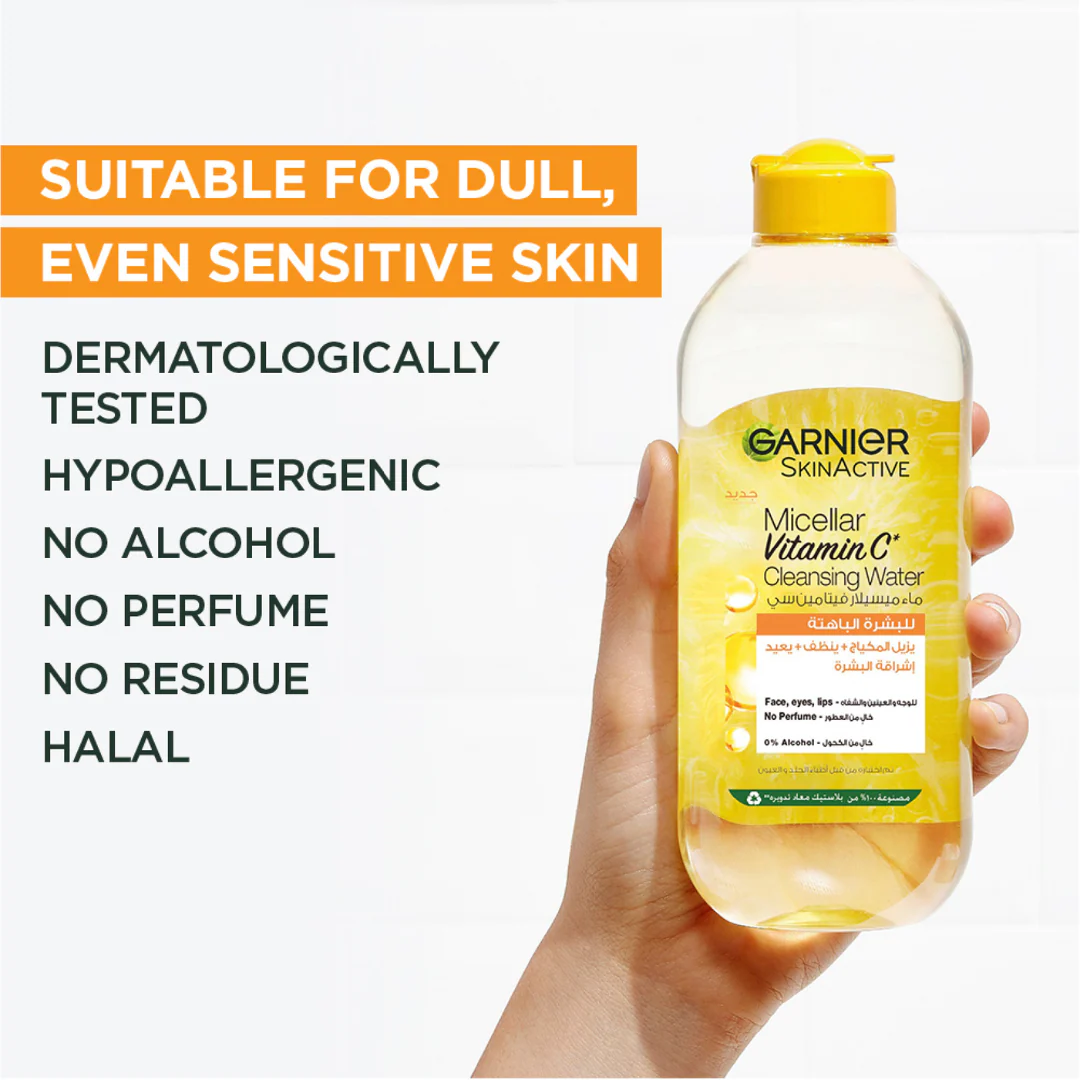 Garnier Vitamin C Micellar Water Facial Brightening Cleanser and Makeup Remover - Image 4