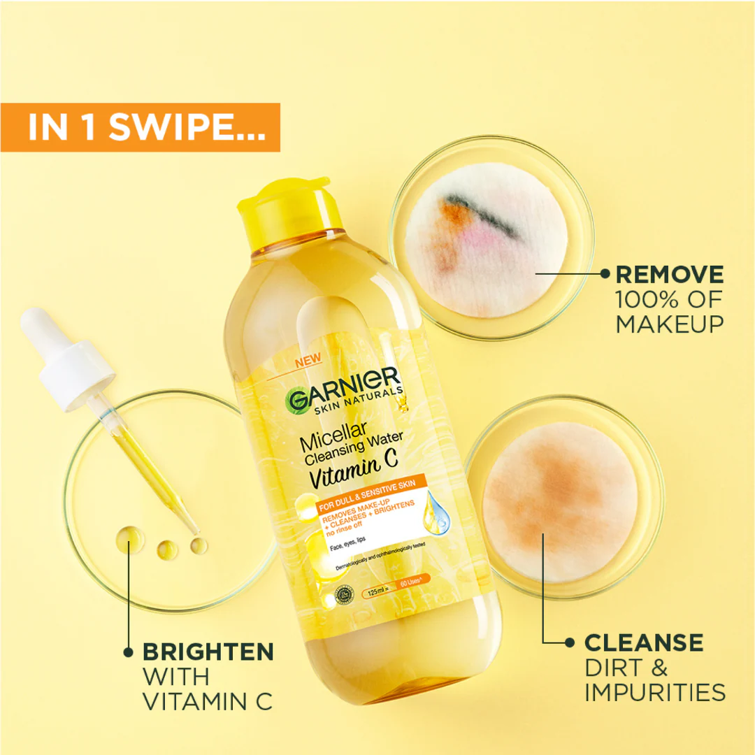 Garnier Vitamin C Micellar Water Facial Brightening Cleanser and Makeup Remover - Image 7