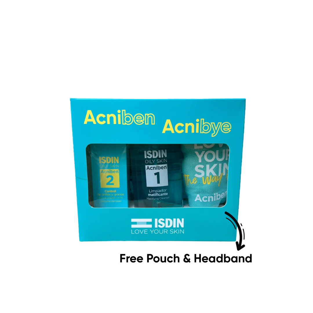 Isdin Acniben Gel Cream + Free Pouch And Headband Gift Set