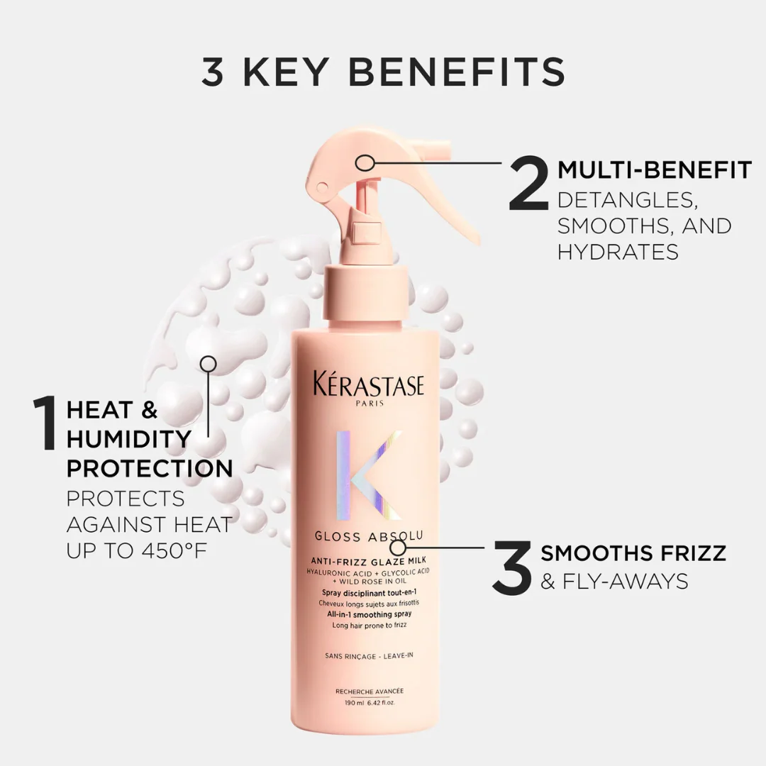 Kérastase Gloss Absolu Glaze Milk Anti-Frizz Heat Protecting Spray 190ml - Image 3