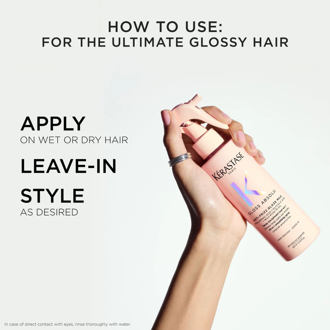 Kérastase Gloss Absolu Glaze Milk Anti-Frizz Heat Protecting Spray 190ml - Image 6