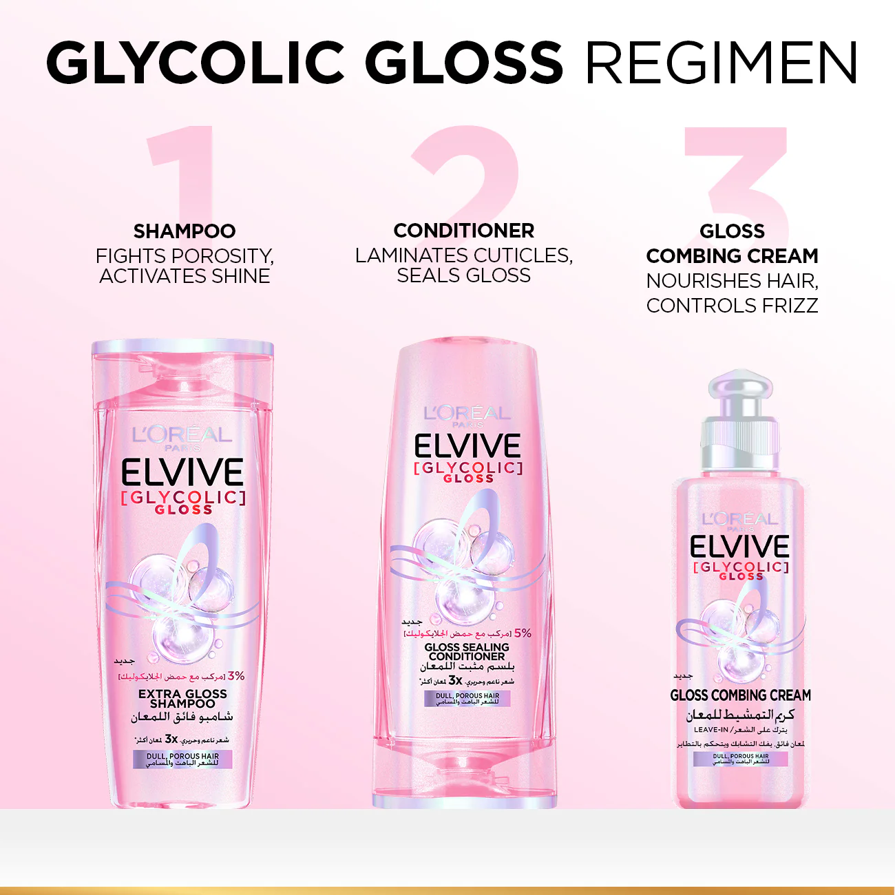 L'Oréal Paris Elvive Glycolic Gloss Extra Gloss Shampoo for Dull Porous Hair Powered by 3% Glycolic Acid - Image 7