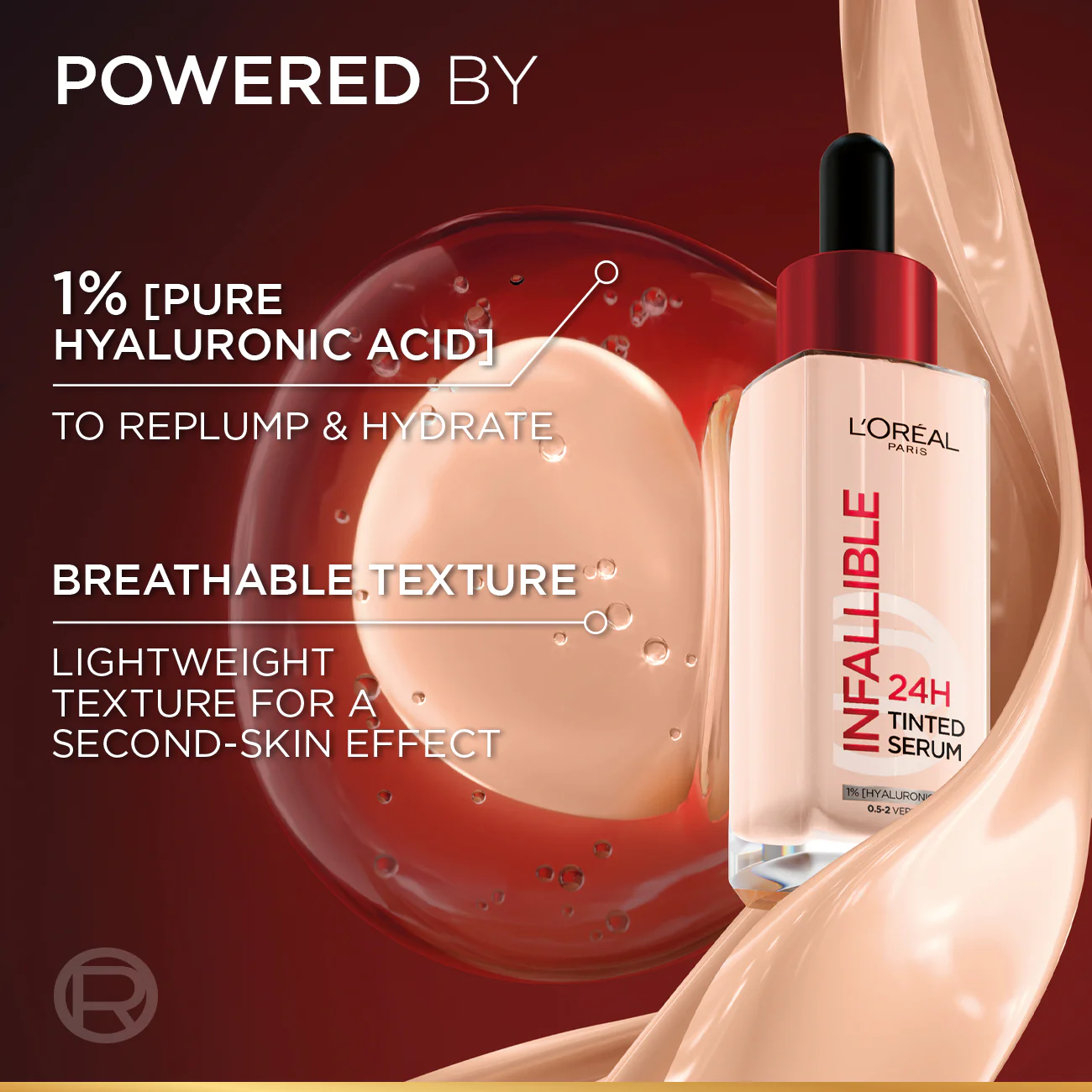 L'Oréal Paris Infallible 24H Tinted Serum With 1% Hyaluronic Acid For Radiant Hydrated Skin, Light To Medium Coverage, 30ml - Image 9
