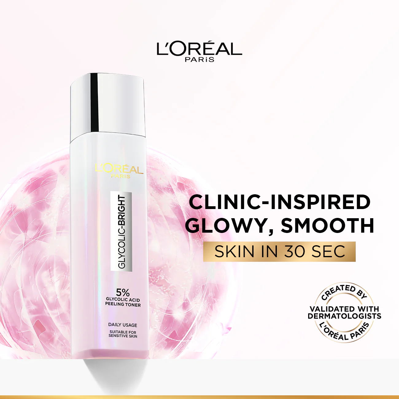 L’Oréal Paris 5% Glycolic Acid Peeling Toner For Instant Glowing Skin - Image 2