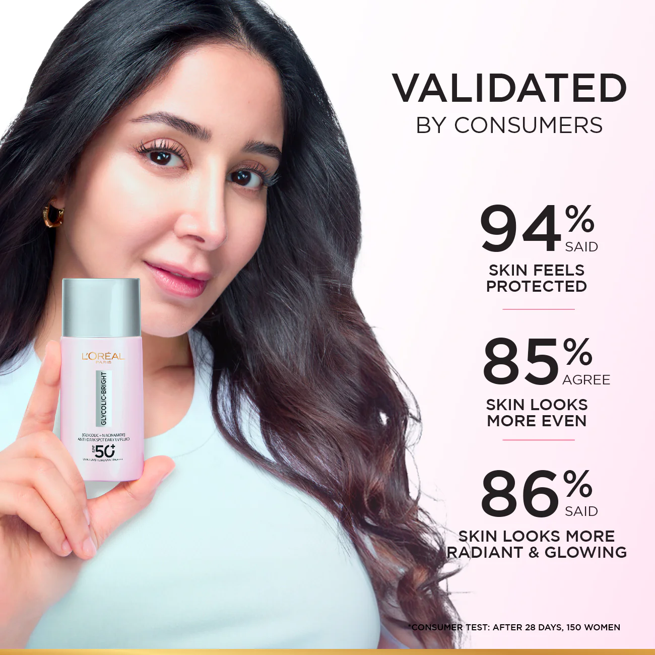 L’Oréal Paris Glycolic Bright Anti-Dark Spot Daily UV Fluid SPF 50+ with [Glycolic Acid + Niacinamide] - Image 5