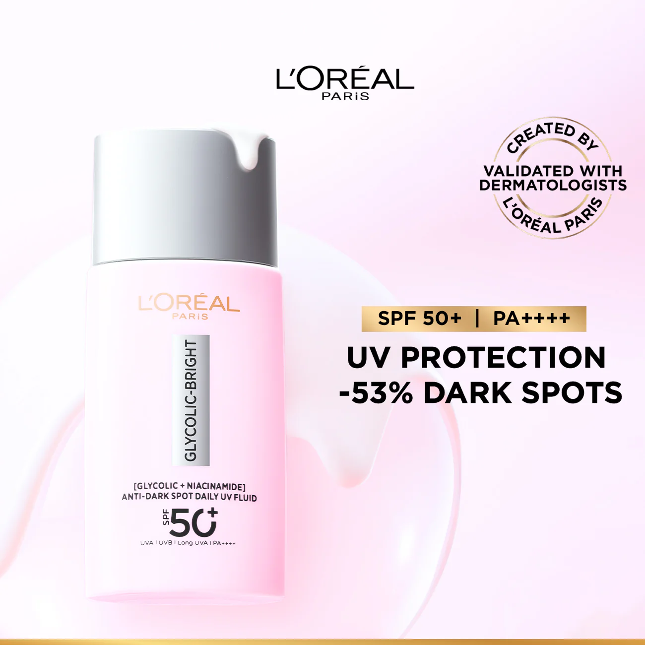 L’Oréal Paris Glycolic Bright Anti-Dark Spot Daily UV Fluid SPF 50+ with [Glycolic Acid + Niacinamide] - Image 8