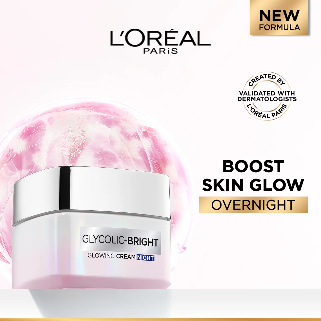 L’Oréal Paris Glycolic Bright Glowing And Brightening Night Cream With Glycolic Acid For Boosting Overnight 50ml - Image 2