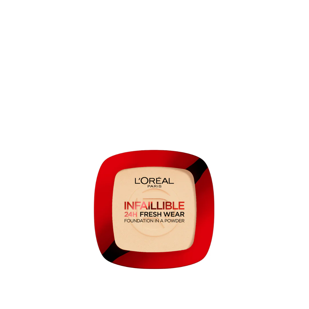 L’Oréal Paris Infaillible Up to 24H Fresh Wear Foundation in a Powder- Waterproof, Heatproof, Sweatproof