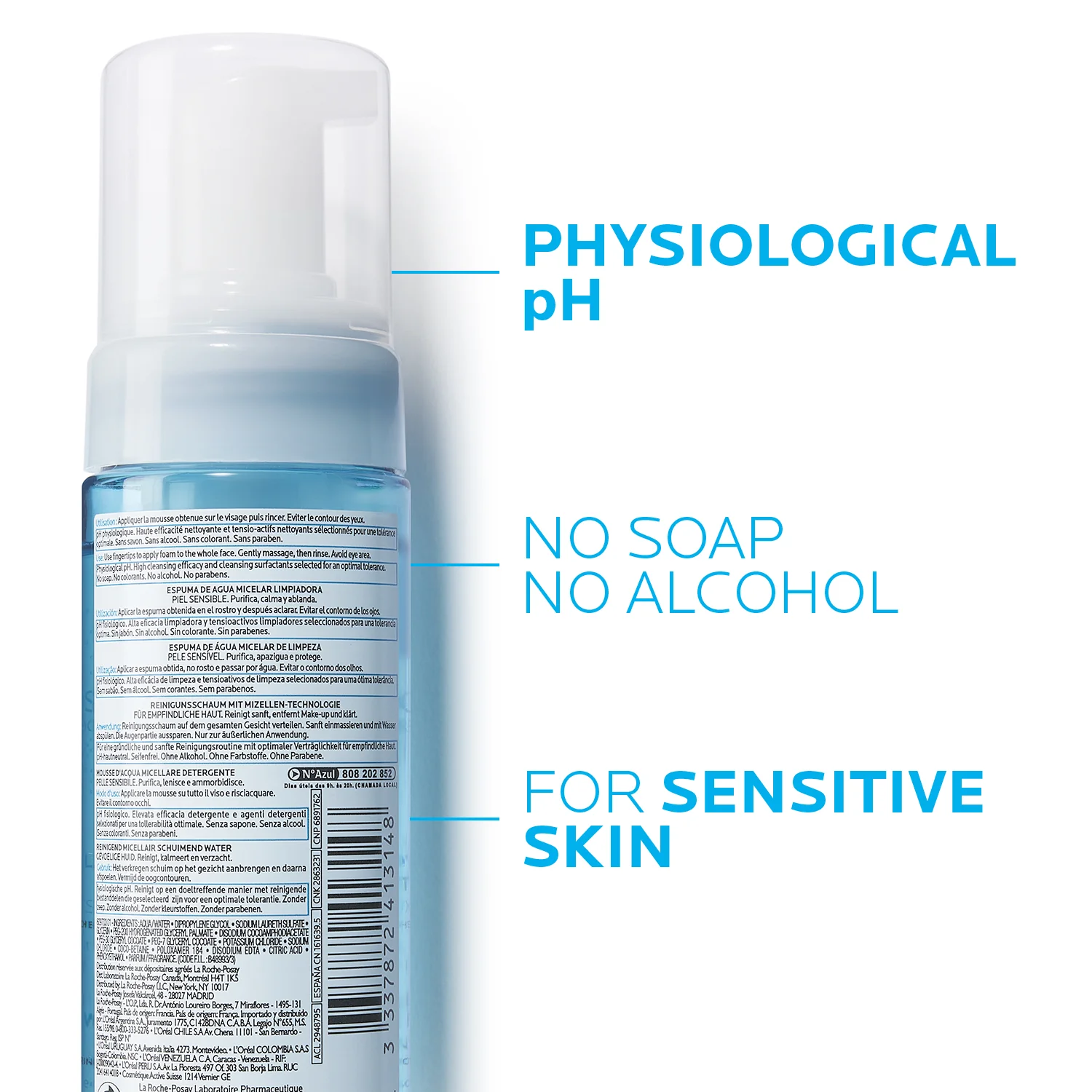 La Roche-Posay Physiological Foaming Water for Sensitive Skin 150ml - Image 3