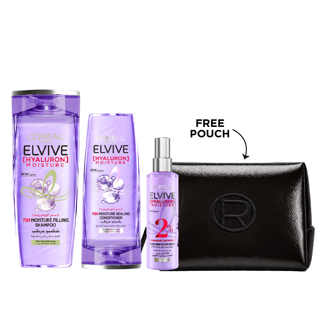 L'Oréal Paris Elvive 72H Hyaluronic Moisture Bundle At 20% Off + Free Pouch