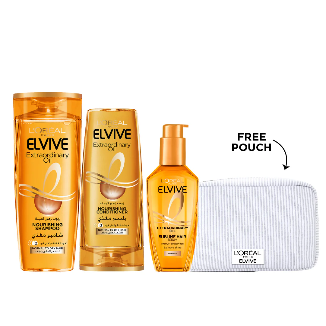 L'Oréal Paris Elvive Shiny Hair Bundle At 20% Off + Free Pouch