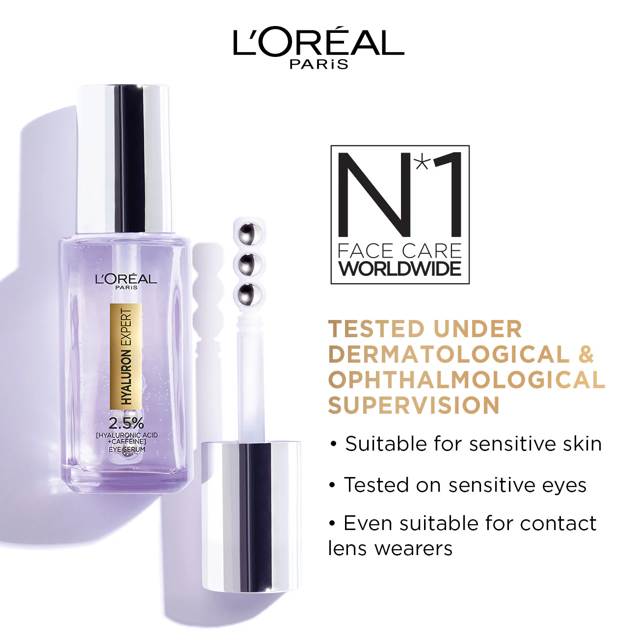 L'Oréal Paris Hyaluron Expert Moisturiser and Anti-Aging Eye Serum with 2.5% Hyaluronic Acid & Caffeine - Image 5