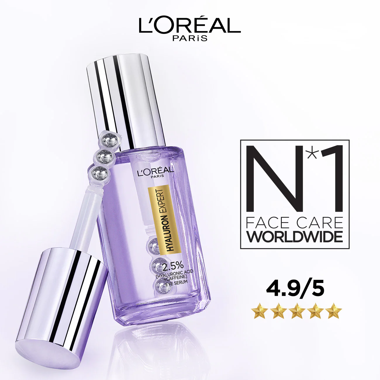 L'Oréal Paris Hyaluron Expert Moisturiser and Anti-Aging Eye Serum with 2.5% Hyaluronic Acid & Caffeine - Image 7