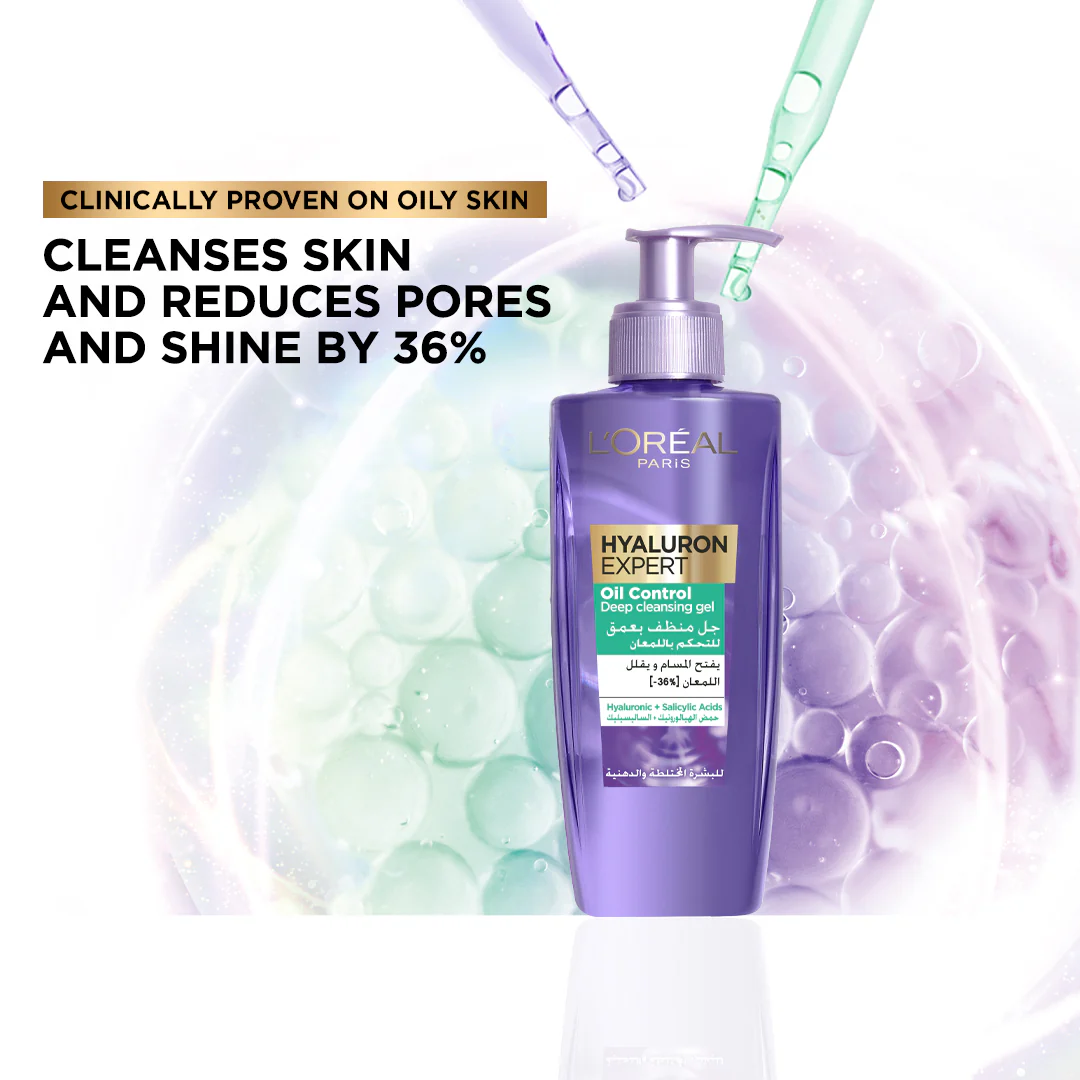 L'Oréal Paris Hyaluron Expert Moisturiser and Anti-Aging Oil Control Deep Cleansing Gel - Image 4