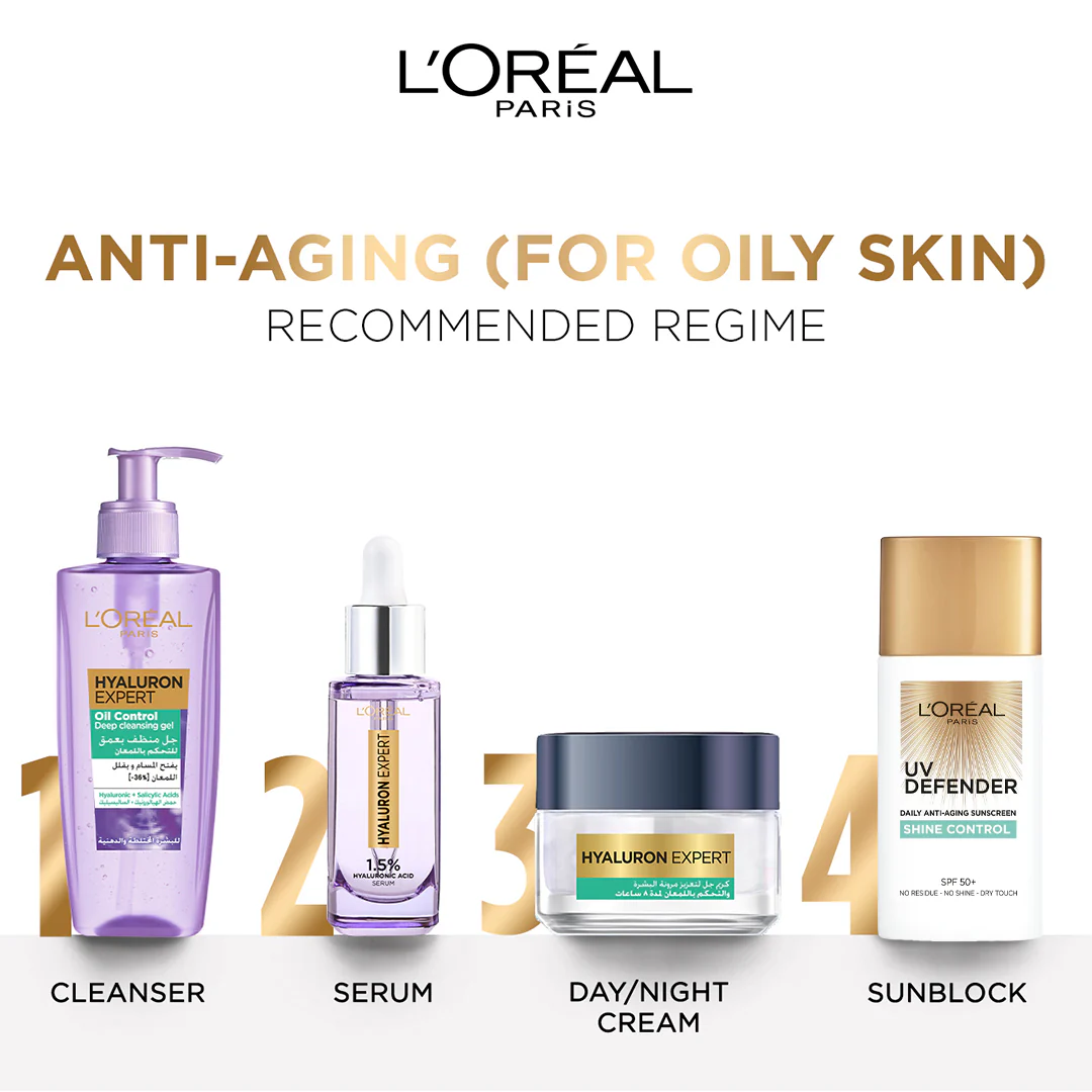 L'Oréal Paris Hyaluron Expert Moisturiser and Anti-Aging Oil Control Deep Cleansing Gel - Image 5